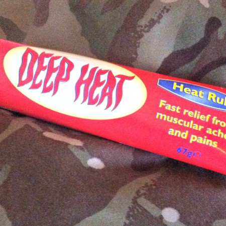 Deep Heat packed with his army kit