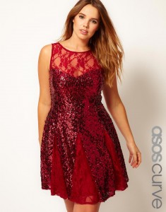ASOS CURVE Skater Dress In Sequin And Lace