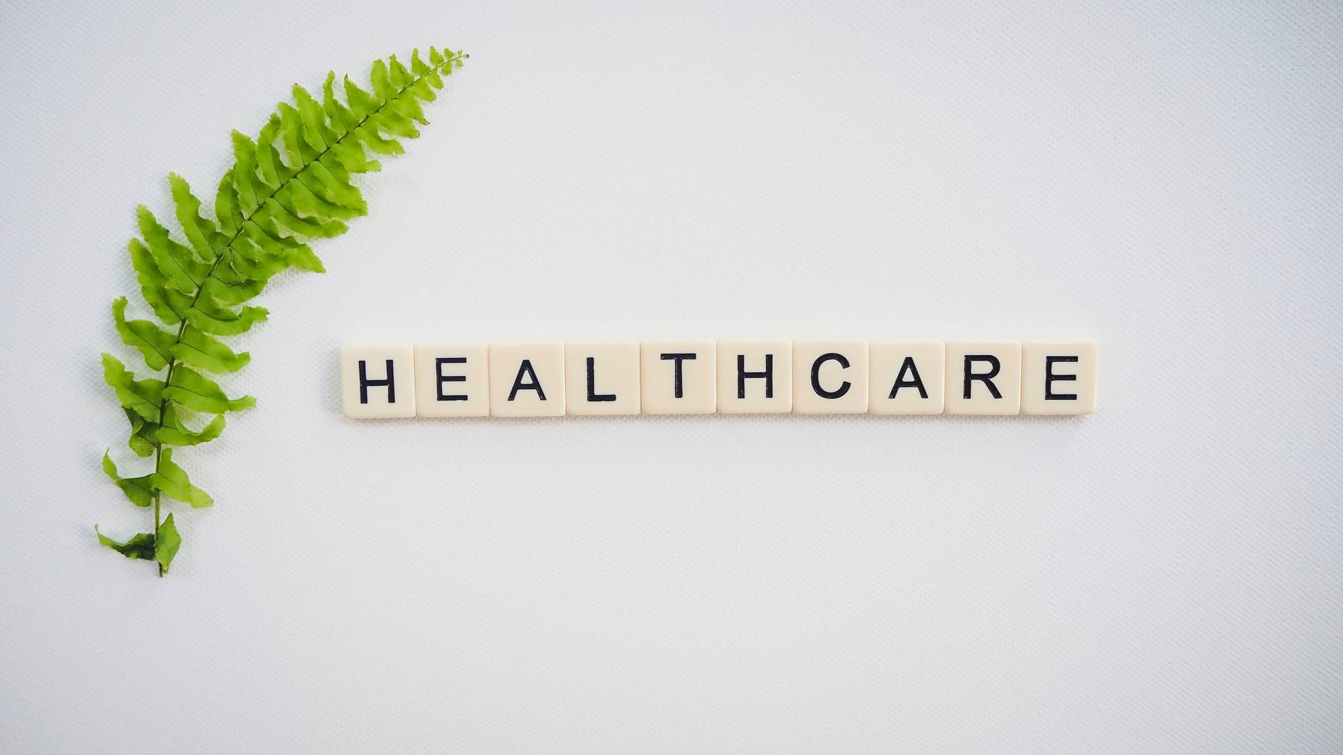 fern leaves and white Healthcare tiles