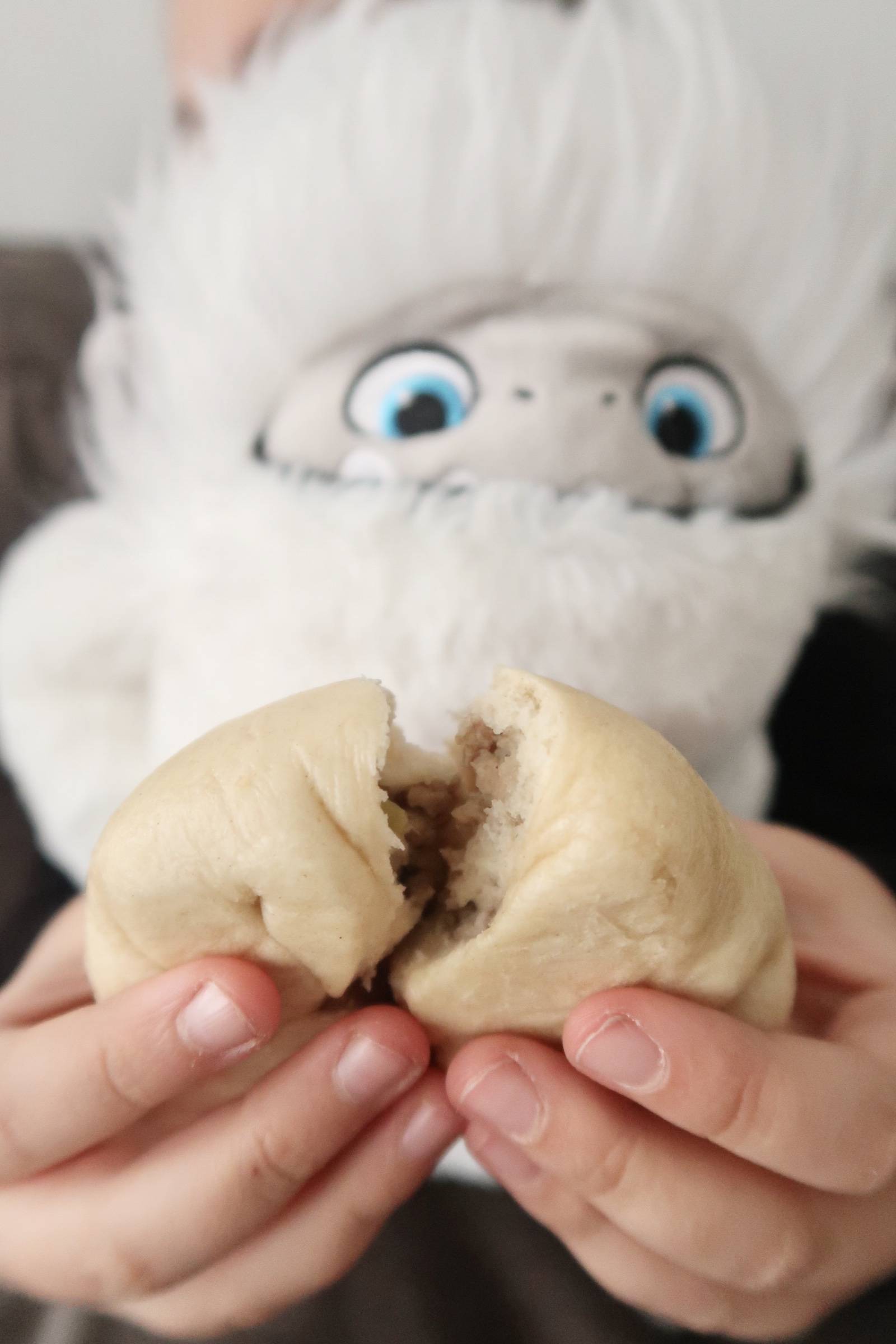 bao bun and fluffy yeti toy