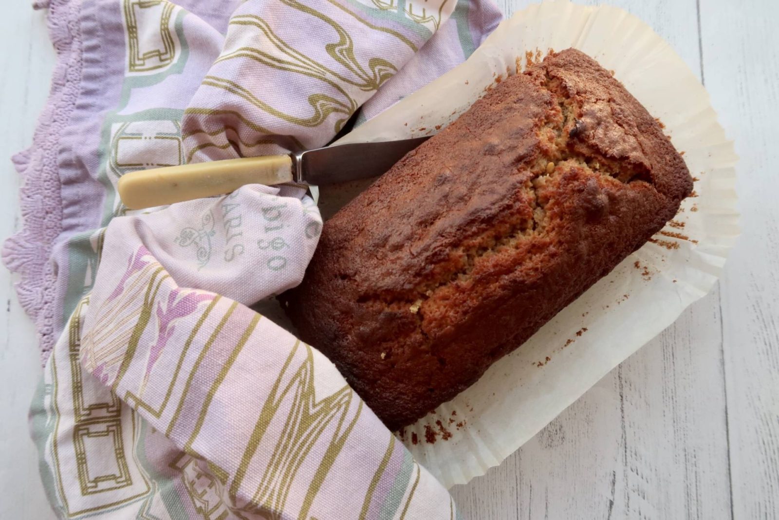 banana loaf wrapped in a napkin