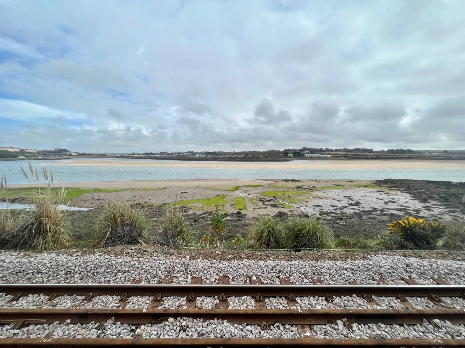 railway tracks overlooking coastal wash