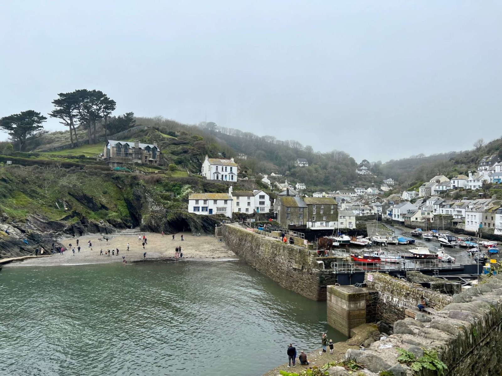 fishing harbour of small cornish town 